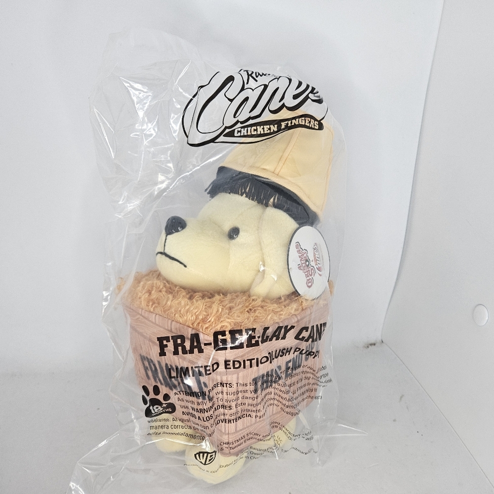 2025 Raising Canes A Christmas Story FRA-GEE-LAY Cane Limited Edition Plush Pup.